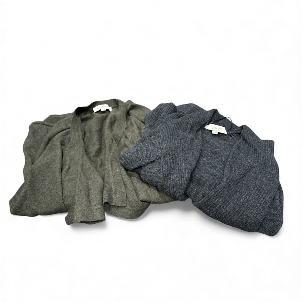 LOFT Charcoal and Green Knit Cardigans- Lot of 2
